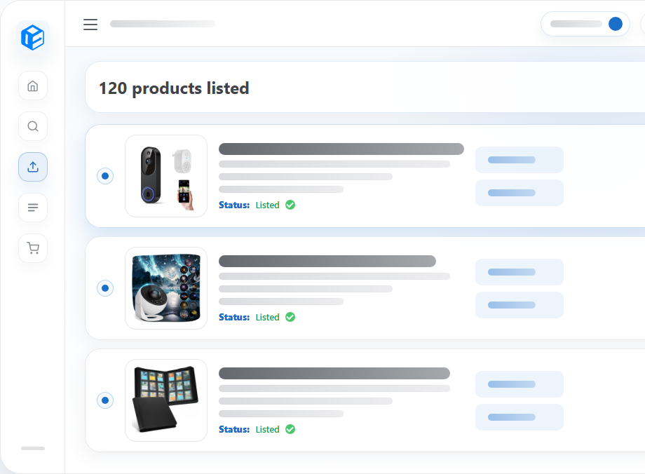 Dropship Calendar automatic listing queue showing products listed in bulk