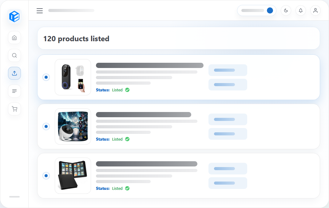 Dropship Calendar automatic listing queue showing products listed in bulk